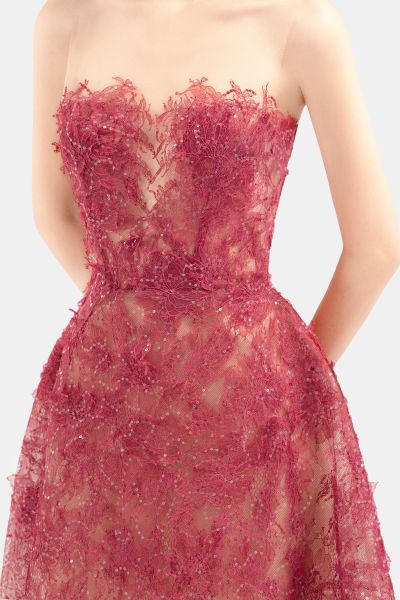 Red Beaded Lace Dress